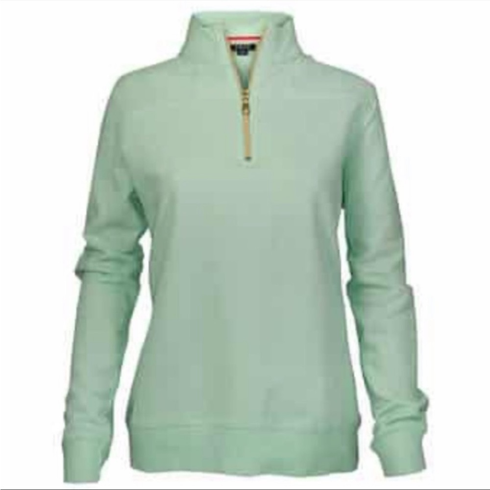 New with tags. Izod French Terry cloth 1/4 zip pullover sweater sweatshirt. Aqua